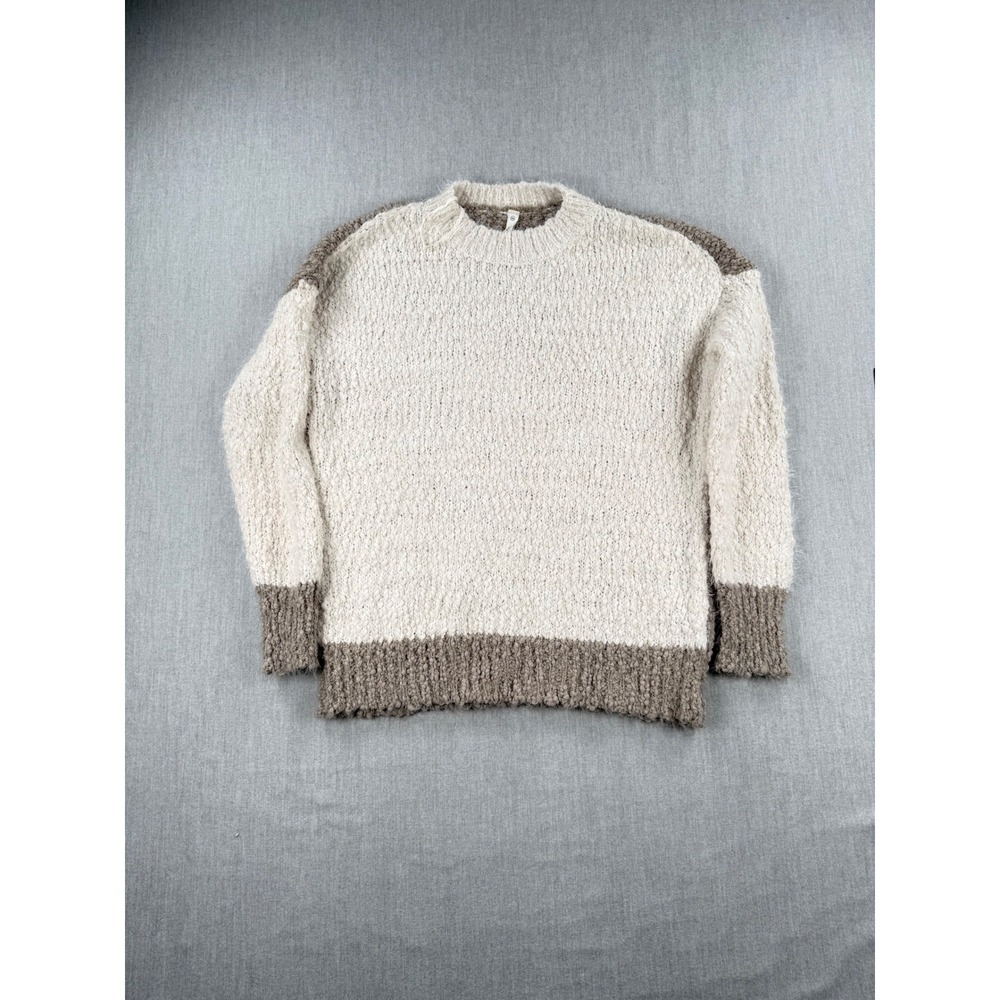 Wishlist Colorblock Popcorn Knit Sweater Cream Taupe Oversized‎ WL18-2086 M/L